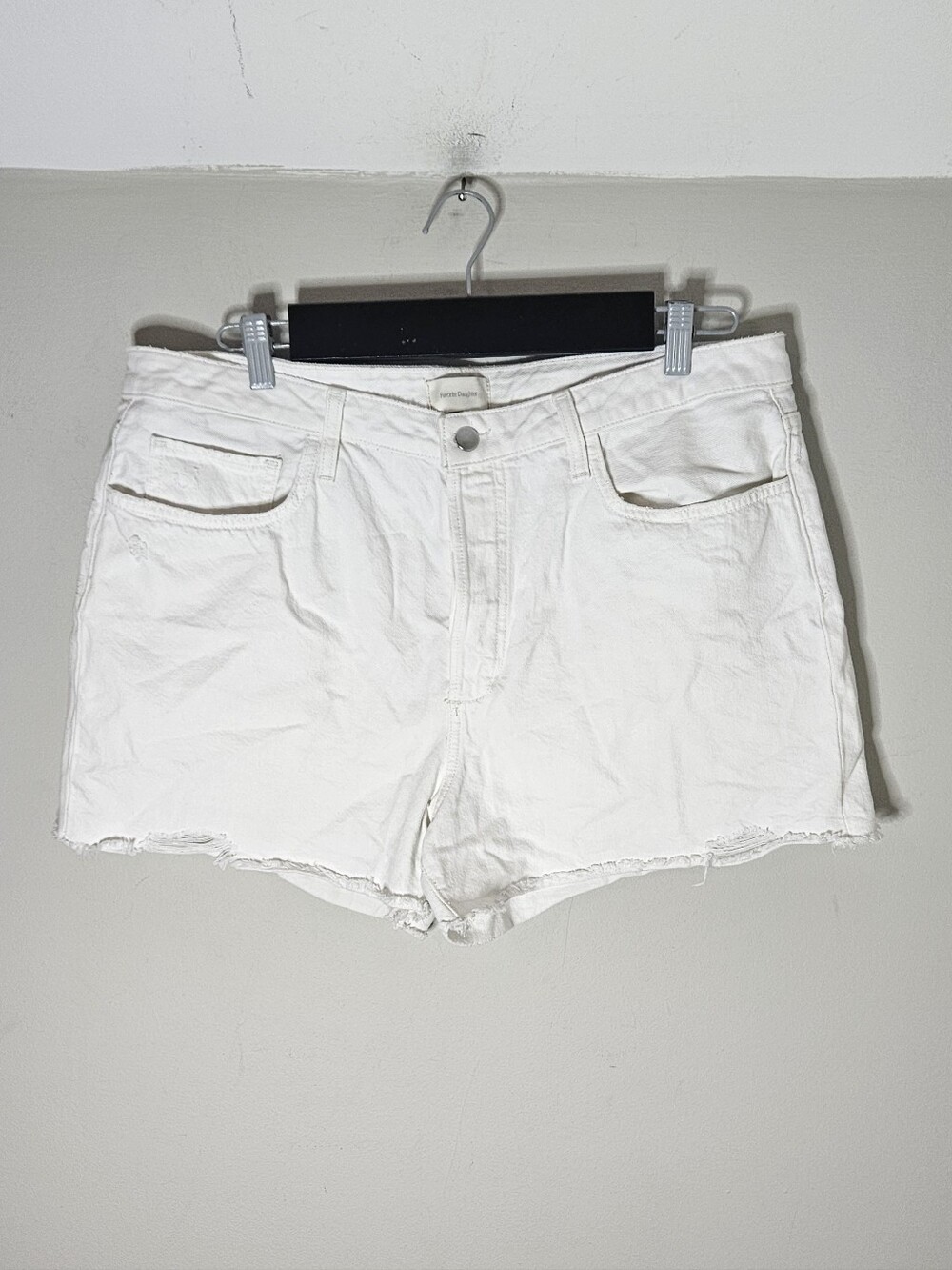 Favorite Daughter Whistler White High Rise Raw Hem Denim Shorts Women's 31